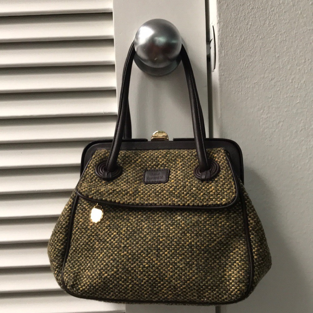🔥SALE! Lulu Guinness brown/green tweed mini bag.